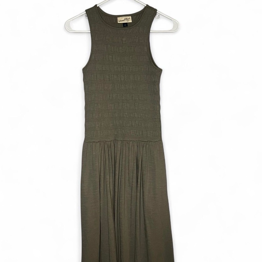 Mid length muted green dress